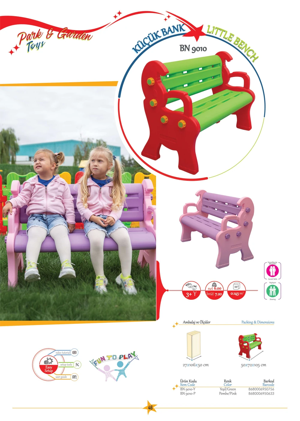 Plastik çocuk bankı