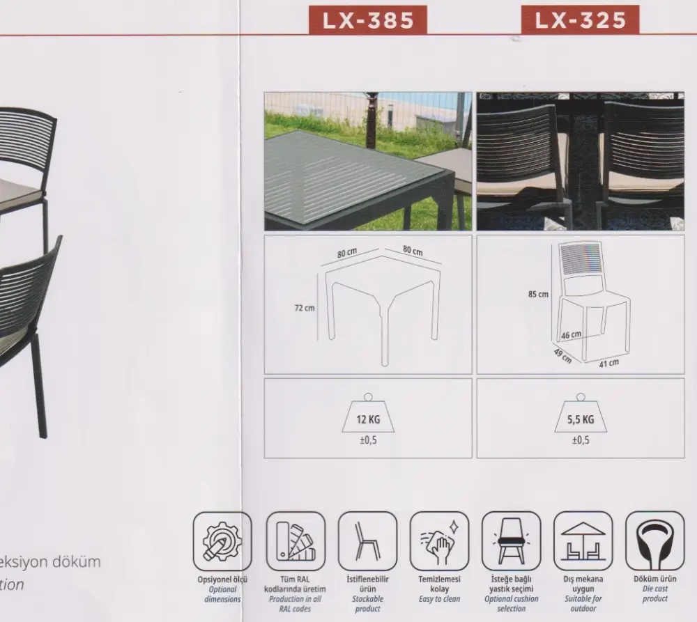 Döküm masa Sandalye