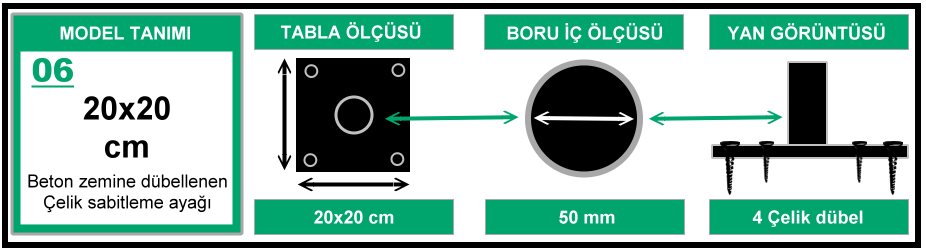20z20cm sabit ayak