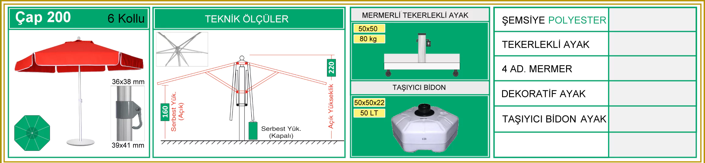 200 cm havuz emsiye ls