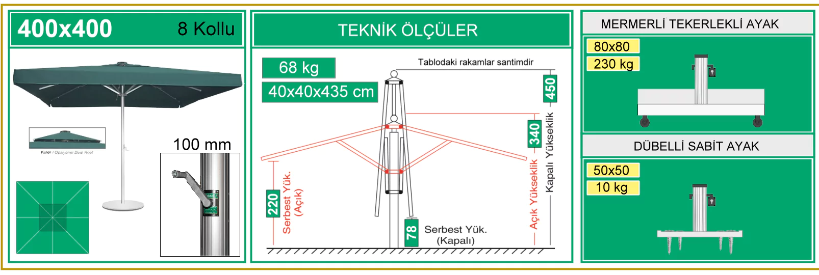 400x400 şemsiye teleskopik