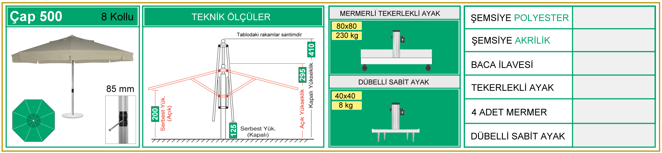 500 ap teleskopik emsiye ls