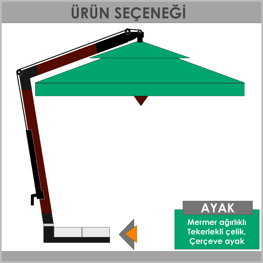Mermer li yan şemsiye