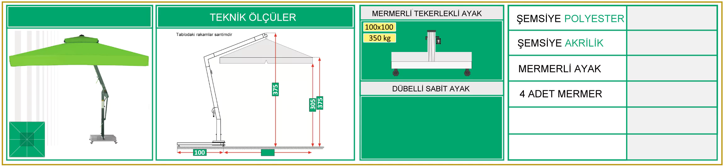 350x350 cm yandan gvdeli emsiye