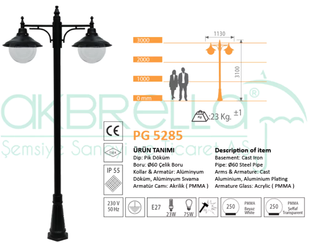 PG 5285 AYDINLATMA DİREĞİ ÖLÇÜSÜ