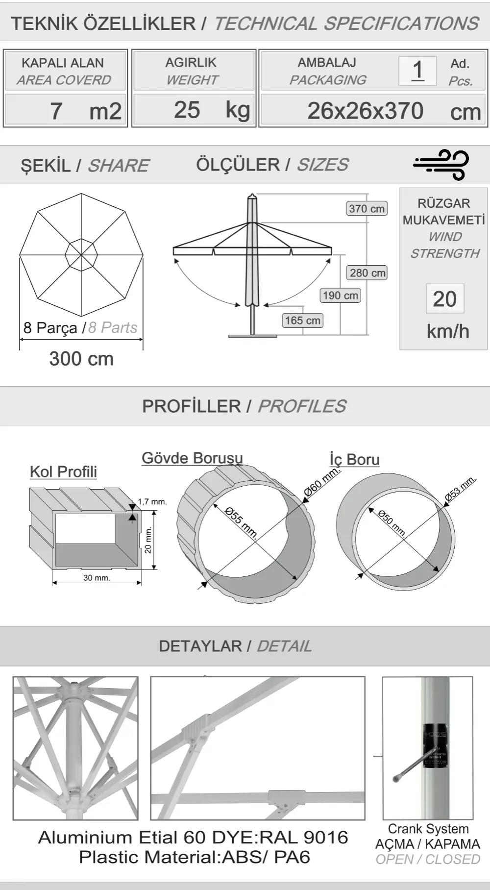 Eko teleskopik şemsiye detay