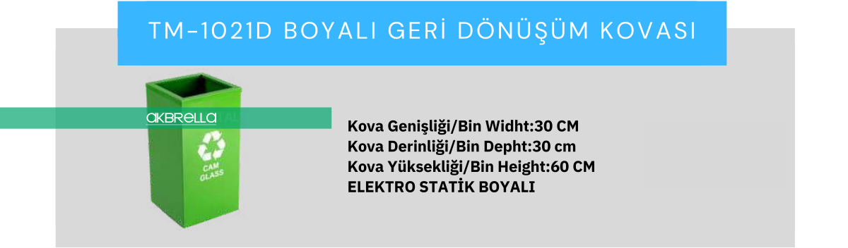 TRS 1021 D model paslanmaz metal cam atık geri dönüşüm kovası kapaksız ve logolu