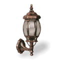 43x26 cm - DUY E27 Kısa kollu yukarı yöne bakan dekoratif alüminyum döküm duvar tipi aplik bakır eskitme kristal küre dış mekan aydınlatma duvar apliği