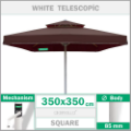 3.5x3.5 metre 85mm kare ultra teleskopik alüminyum gövdeli büyük bahçe şemsiyesi, cafe şemsiyesi