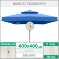 4x4 metre 60mm kare manuel teleskopik alüminyum gövdeli büyük bahçe şemsiyesi