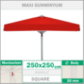 2.5x2.5 Metre 50mm Maxi Sunminyum mandallı sistem rüzgara dayanıklı balkon havuz şemsiyesi