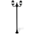 280x90 cm - E27 DUY Şamdan motifli yukarı yöne bakan iki (2) fenerli alüminyum döküm Fransız tip dekoratif bahçe aydınlatma direği