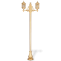 280x90 cm - E27 DUY Ferforje Osmanlı motifli yukarı yöne bakan iki (2) fenerli alüminyum döküm dekoratif gold bahçe aydınlatma direği