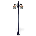 300x80 cm - E27 DUY Fransız ferforje motifli yukarı yöne bakan iki (2) sarkıt fenerli alüminyum döküm dekoratif bahçe aydınlatma direği