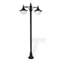 285xx118 cm - E27 DUY Şapkalı küre motifli aşağı yöne bakan iki (2) fenerli alüminyum döküm dekoratif klasik bahçe aydınlatma direği