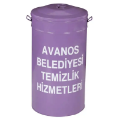 Mor metal çöp kovası