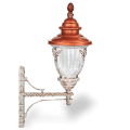 56x43 cm - DUY E27  Düz kollu yukarı yöne bakan dekoratif alüminyum döküm duvar tipi aplik bakır şapkalı dış mekan aydınlatma duvar apliği