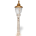 108x28 cm - DUY E27 Gold şapkalı model dekoratif alüminyum döküm beyaz gövdeli bahçe çim aydınlatma direği
