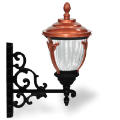 61x43 cm - DUY E27 Ferforje kollu yukarı yöne bakan dekoratif alüminyum döküm duvar tipi aplik bakır şapkalı dış mekan aydınlatma duvar apliği