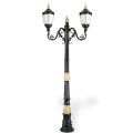 300x105 cm - DUY E27 Sarmaşık motifli yukarı yöne bakan iki (2) fenerli ferforje alüminyum döküm dekoratif Rus tipi bahçe aydınlatma direği