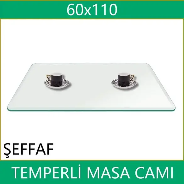 Şeffaf temperli masa camı 60x110