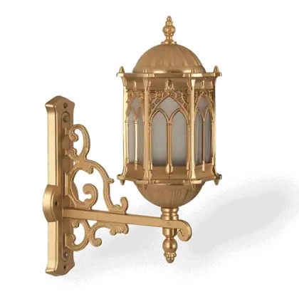 Alminyum  yukar yne bakan dekoratif bahe aydnlatma ferforje kollu gold duvar aplii