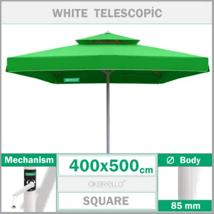 4x5 metre 85mm dikdrtgen ultra teleskopik alminyum gvdeli byk bahe emsiyesi, cafe emsiyesi