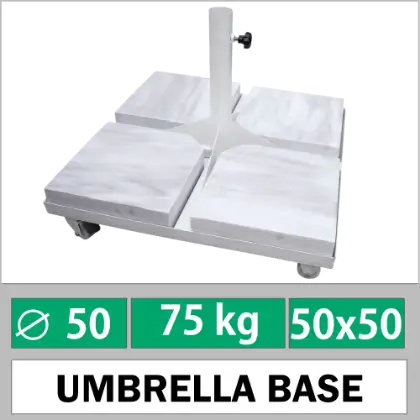 50mm borulu 50x50 cm mermer arlkl ve tekerlekli 75 kg emsiye altl ayak