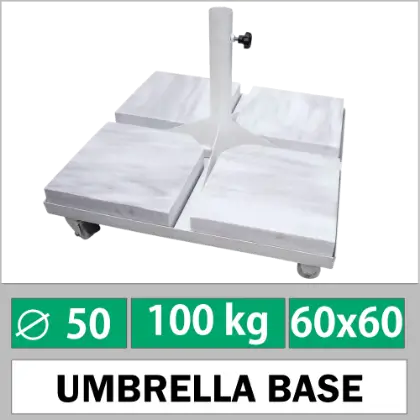 50mm borulu 60x60 cm mermer arlkl ve tekerlekli 100 kg emsiye altl ayak