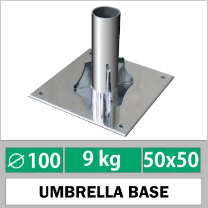 40x40 100mm borulu elik betona dbellenen sabitleme aya, emsiye altl