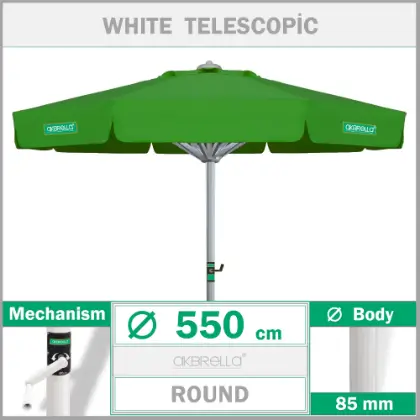 550 ap 85mm yuvarlak ultra teleskopik alminyum gvdeli byk bahe emsiyesi, cafe emsiyesi