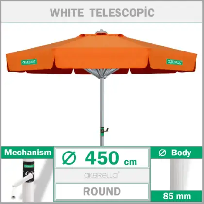 450 ap 85mm yuvarlak ultra teleskopik alminyum gvdeli byk bahe emsiyesi, cafe emsiyesi
