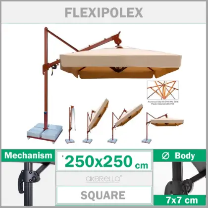 2.5x2.5 flexi pole gne ynne ayarlanr kare yandan direkli emsiye, bahe iin yandan gvdeli emsiye