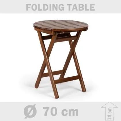  70x74 cm D mekan grgen aacndan katlanr yuvarlak bahe balkon masas
