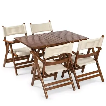 4 kiilik 80x140 d mekan cafe restoran bahe masa kumal katlanr sandalye takm, yemek masas seti