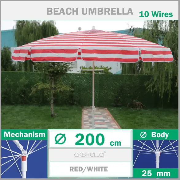 Kırmızı beyaz plaj şemsiyesi