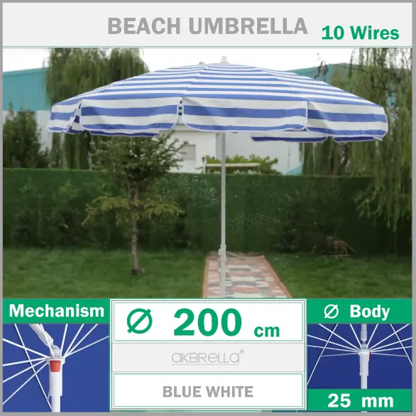 Mavi beyaz plaj şemsiyesi