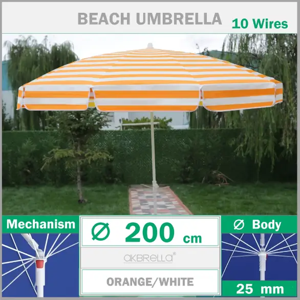 Plaj şemsiyesi - Turuncu beyaz