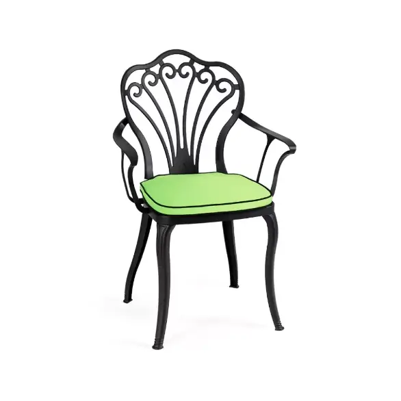 Siyah sandalye yeşil minder