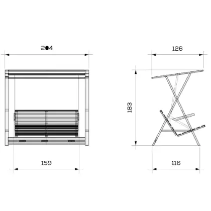 Ahşap bahçe salıncağı Meda xl ölçü