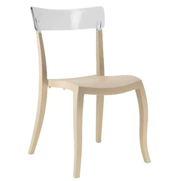 Hera-S plastik sandalye bej beyaz