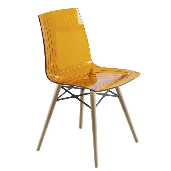 Transparan ahşap ayaklı sandalye 