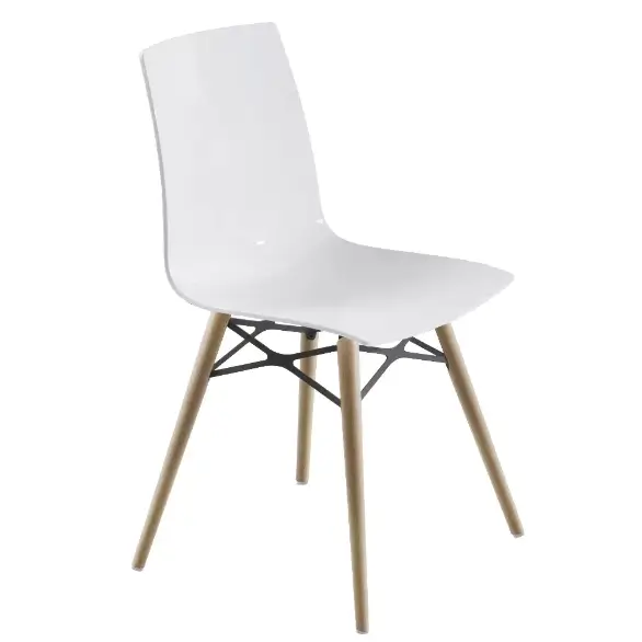 Transparan ahşap ayaklı sandalye beyaz