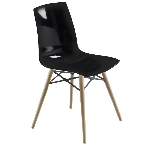 Transparan ahşap ayaklı sandalye siyah