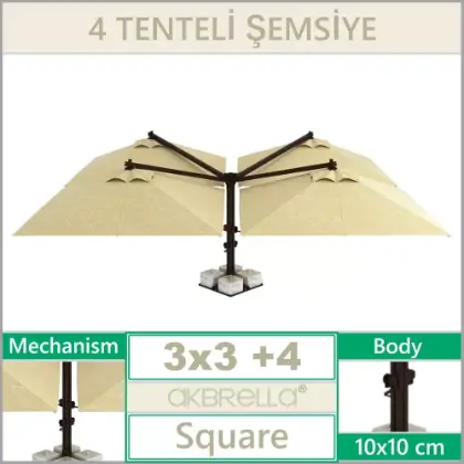 3x3 4 bal yandan direkli emsiye, bahe iin yandan gvdeli ampul emsiye modeli