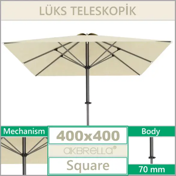 Teleskopik Lüks Bahçe Şemsiyesi 4x4 Metre