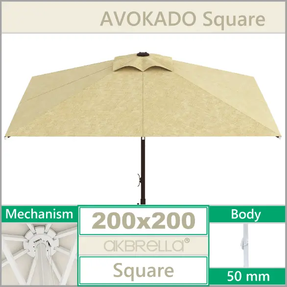 Avokado Bahçe Güneş Şemsiyesi 2x2 Metre