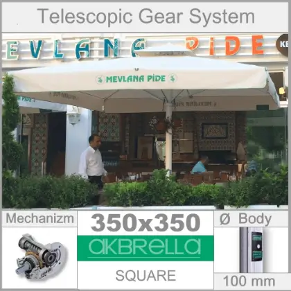 3.5x3.5 Metre rzgara dayankl teleskopik sistem mega byk teras emsiyesi modeli