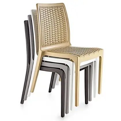 Kolsuz Beyaz Plastik Rattan Sandalye 2523 İstif