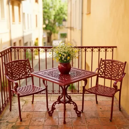 2 kişilik mindersiz alüminyum döküm ferforje masa takımı 3